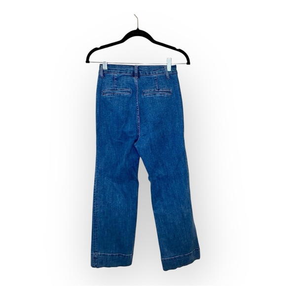 Petal & Pup Blue Denim Wide Leg Sailor Cropped Trouser Jeans Nautical Size 2 - Picture 4 of 7